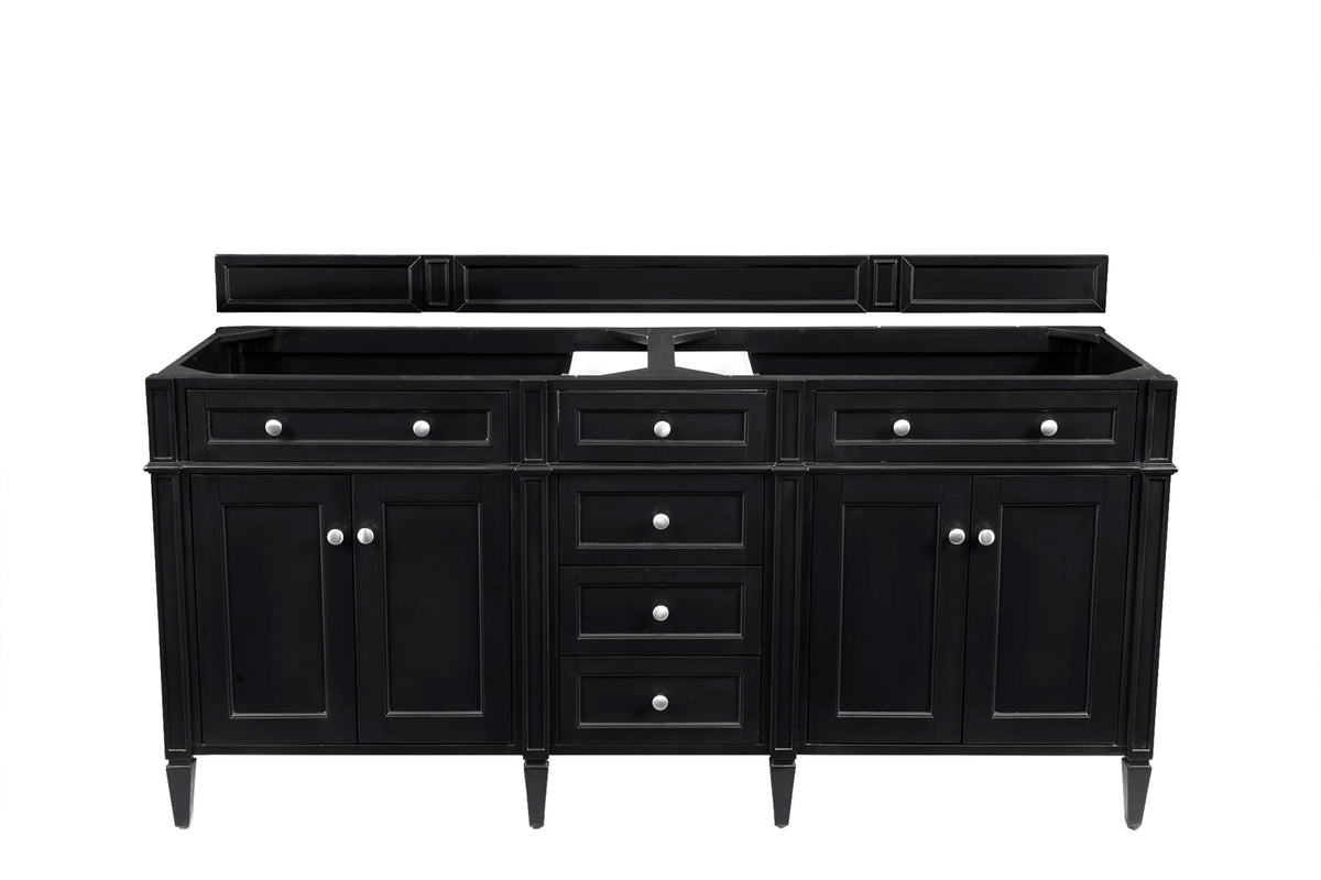 Brittany 72" Double Vanity Cabinet, Black Onyx
