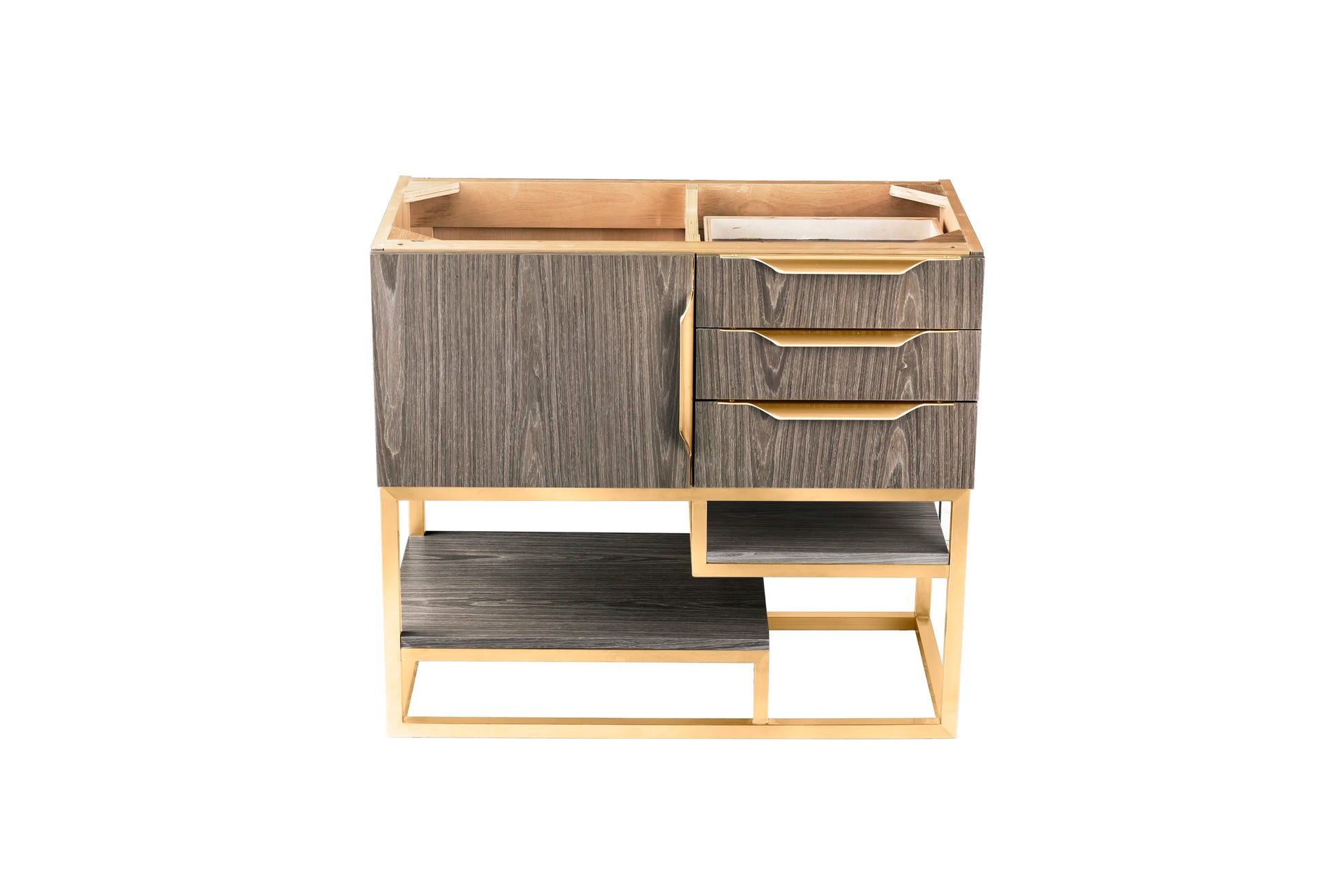 Renovate for Less Atlanta Columbia 36" Single Vanity Cabinet, Ash Gray, Radiant Gold