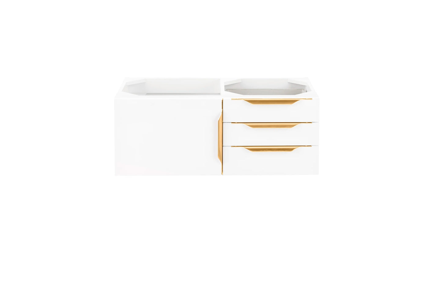 Renovate for Less Atlanta Columbia 36" Single Wall Mount Vanity Cabinet, Glossy White, Radiant Gold