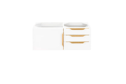 Renovate for Less Atlanta Columbia 36" Single Wall Mount Vanity Cabinet, Glossy White, Radiant Gold