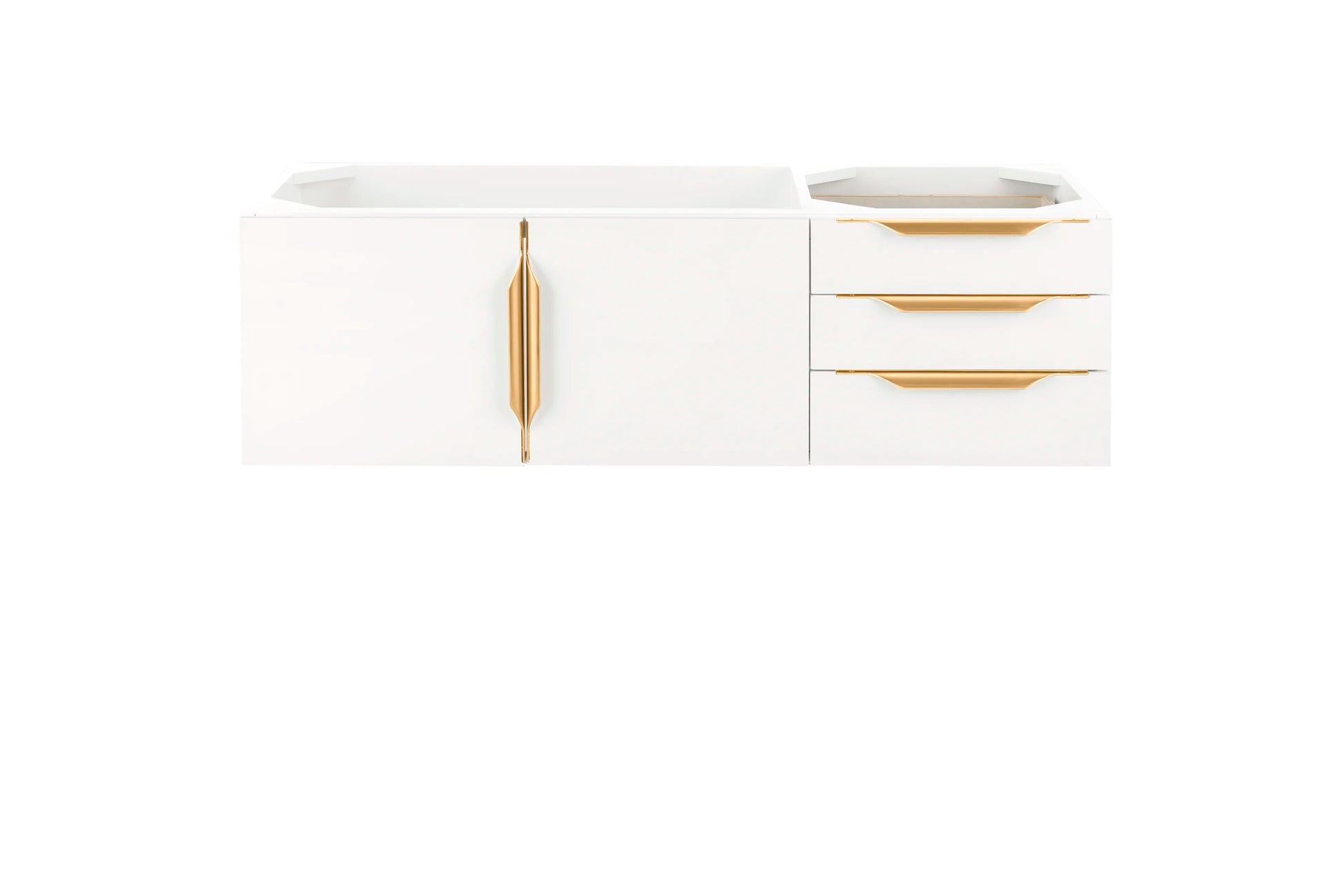 Renovate for Less Atlanta Columbia 48" Single Wall Mount Vanity Cabinet, Glossy White, Radiant Gold