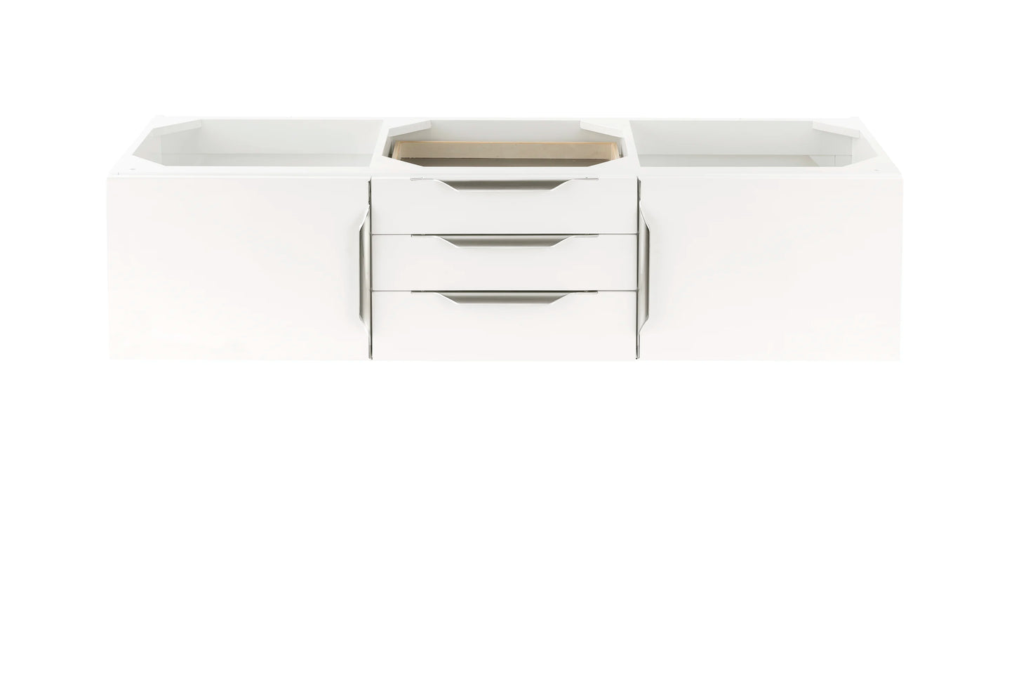 Renovate for Less Atlanta Columbia 59" Double Vanity Cabinet, Glossy White, No Hardware