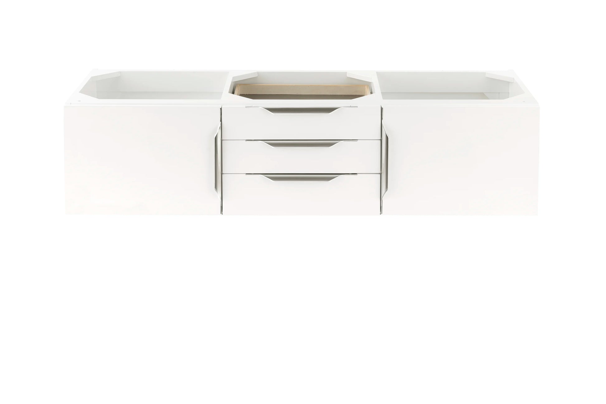 Renovate for Less Atlanta Columbia 59" Double Vanity Cabinet, Glossy White, No Hardware