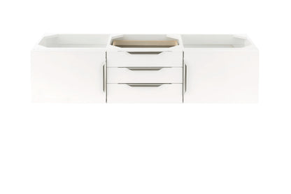 Renovate for Less Atlanta Columbia 59" Double Vanity Cabinet, Glossy White, No Hardware
