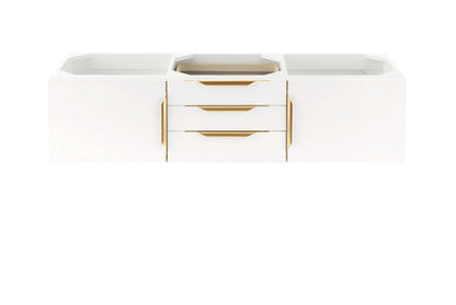Renovate for Less Atlanta Columbia 59" Double Wall Mount Vanity Cabinet, Glossy White, Radiant Gold