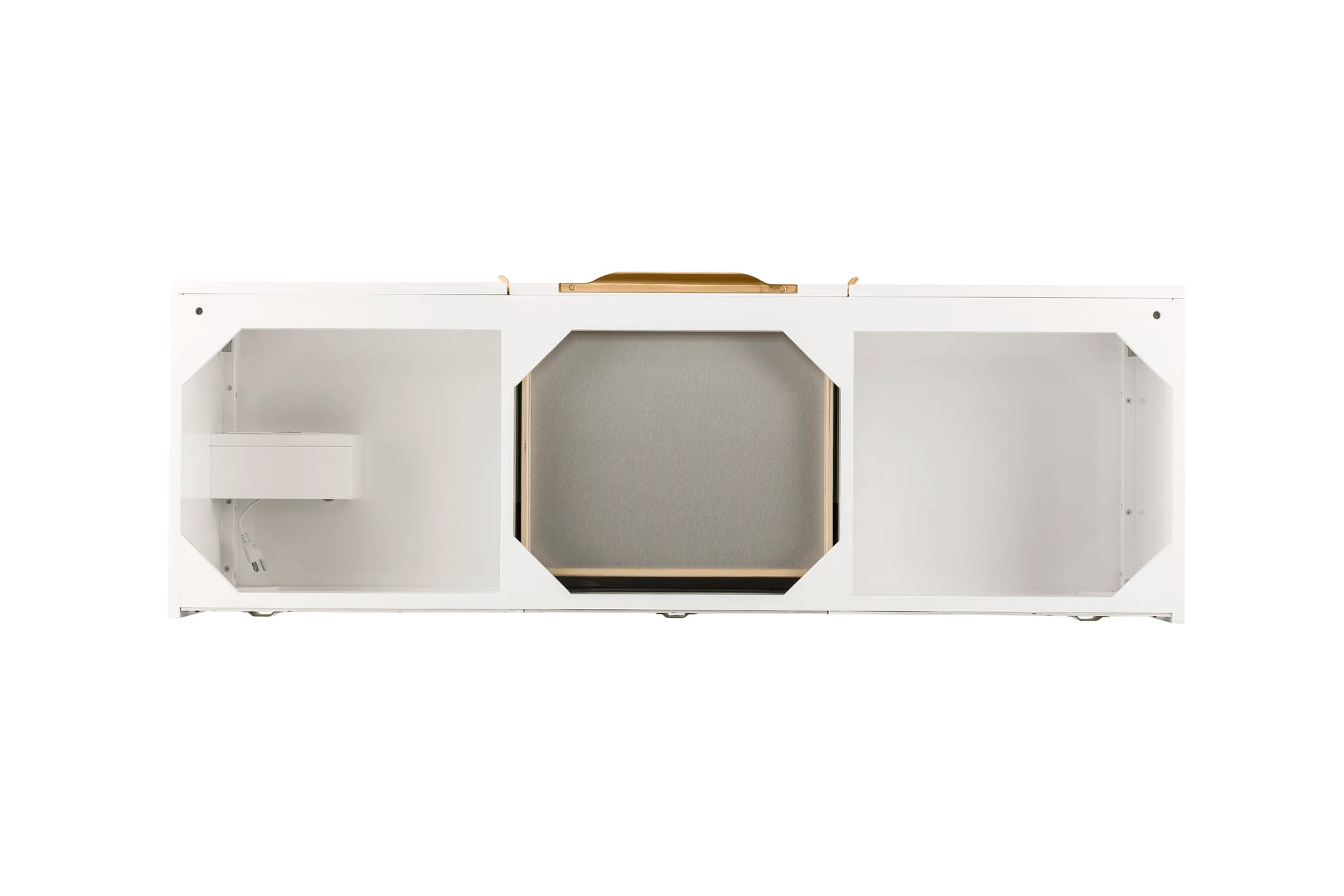 Renovate for Less Atlanta Columbia 59" Double Wall Mount Vanity Cabinet, Glossy White, Radiant Gold, view 2