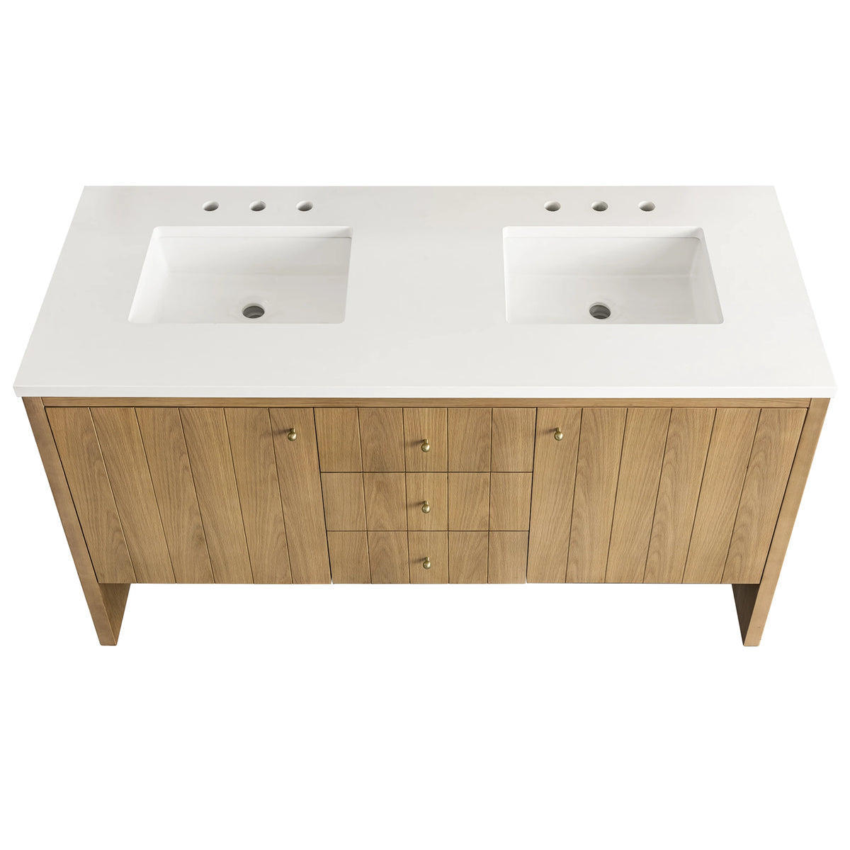 Hudson 60" Double Vanity Cabinet, Light Natural Oak, view 4