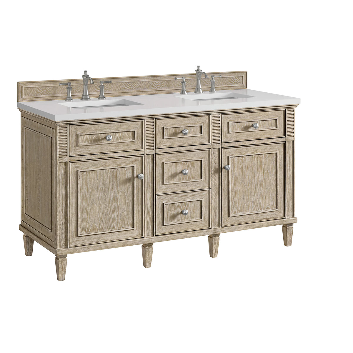 Lorelai 60" Double Vanity, Whitewashed Oak, view 4