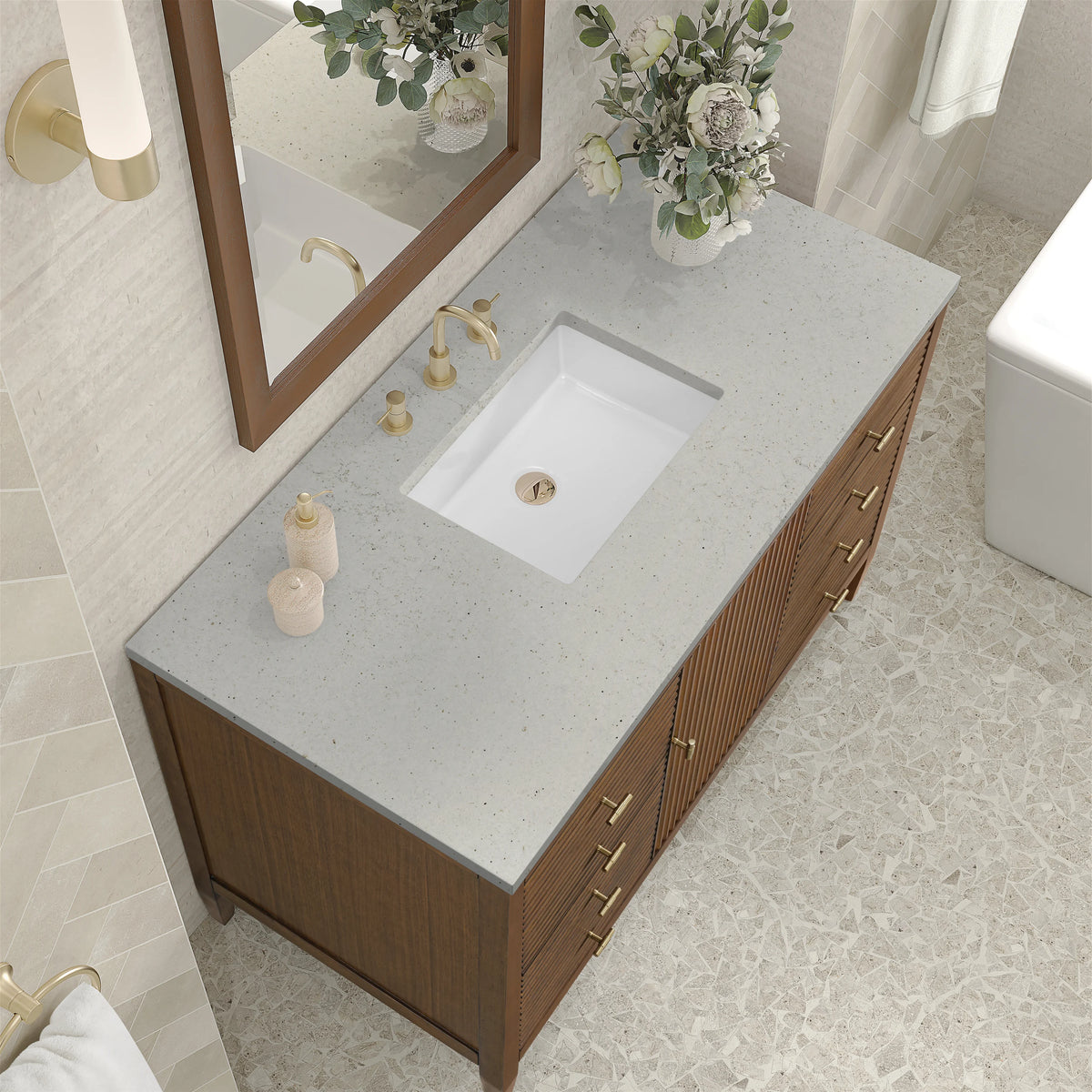 Myrrin 48" Single Vanity, Mid Century Walnut, view 7