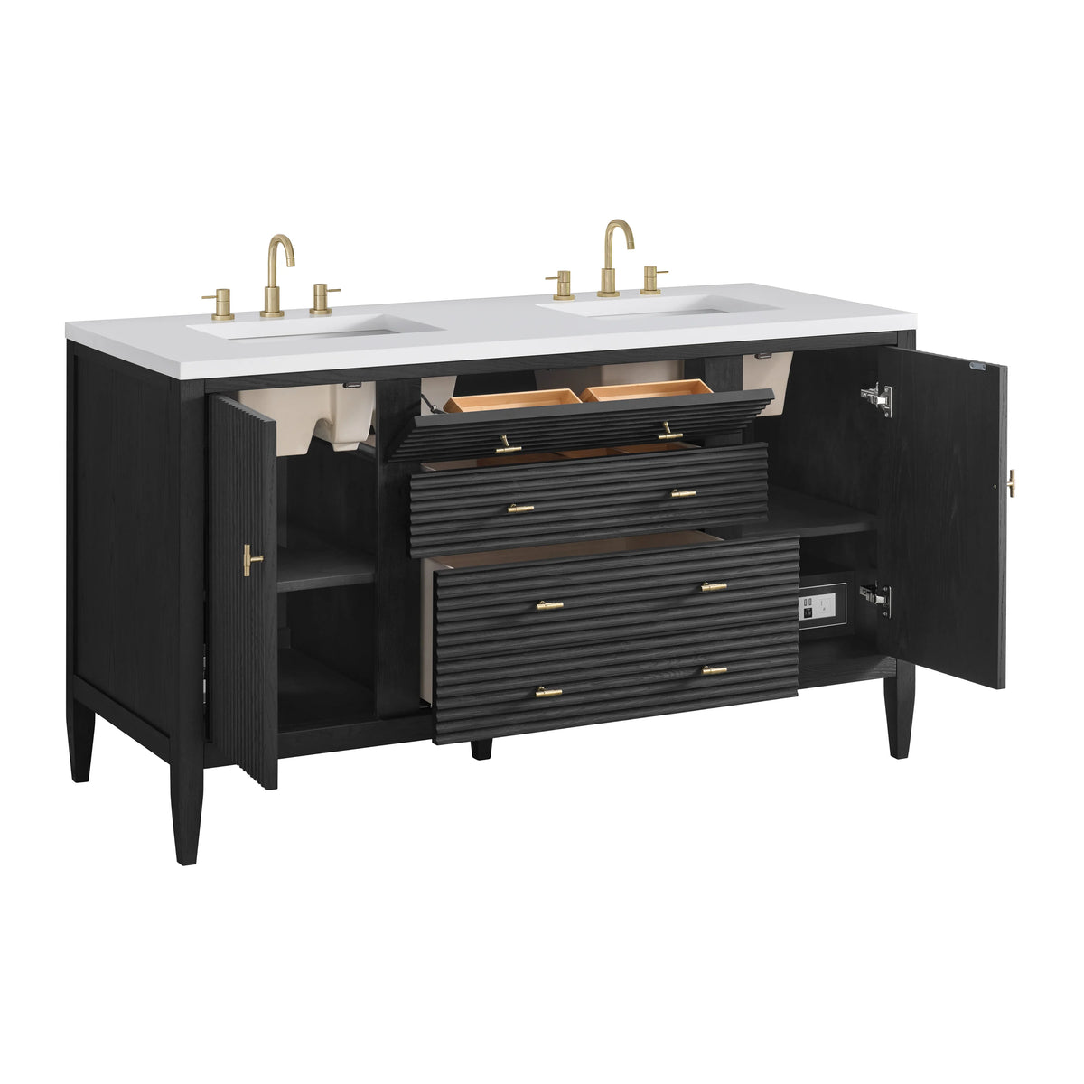 Myrrin 60" Double Vanity, Carbon Oak, view 10