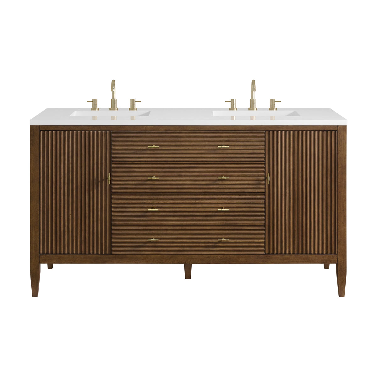 Myrrin 60" Double Vanity, Mid Century Walnut