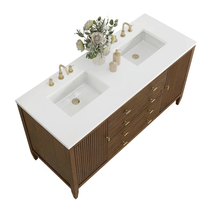 Myrrin 60" Double Vanity, Mid Century Walnut, view 8