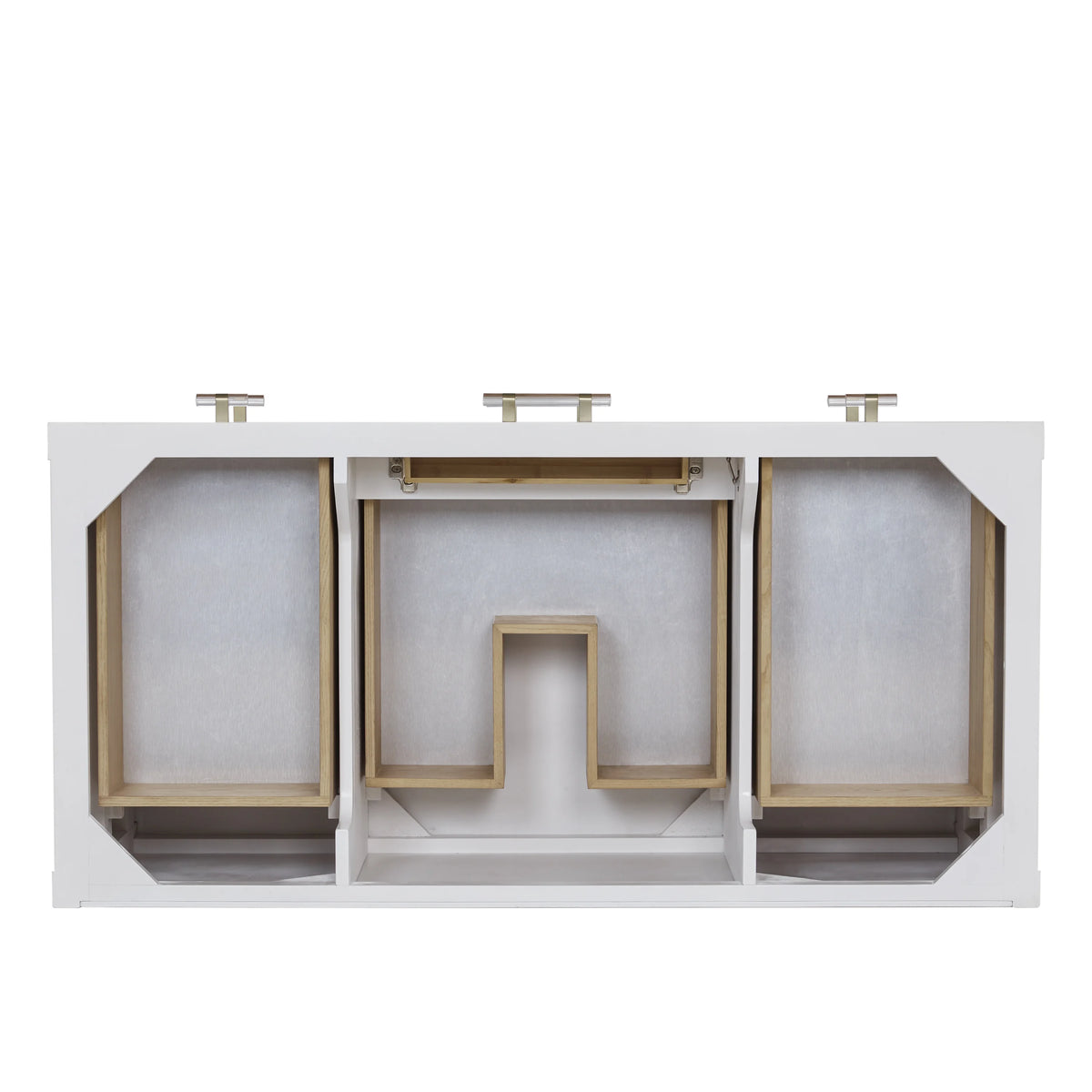 Olena 48" Single Vanity, Light Mappa Burl and Polished White, view 2