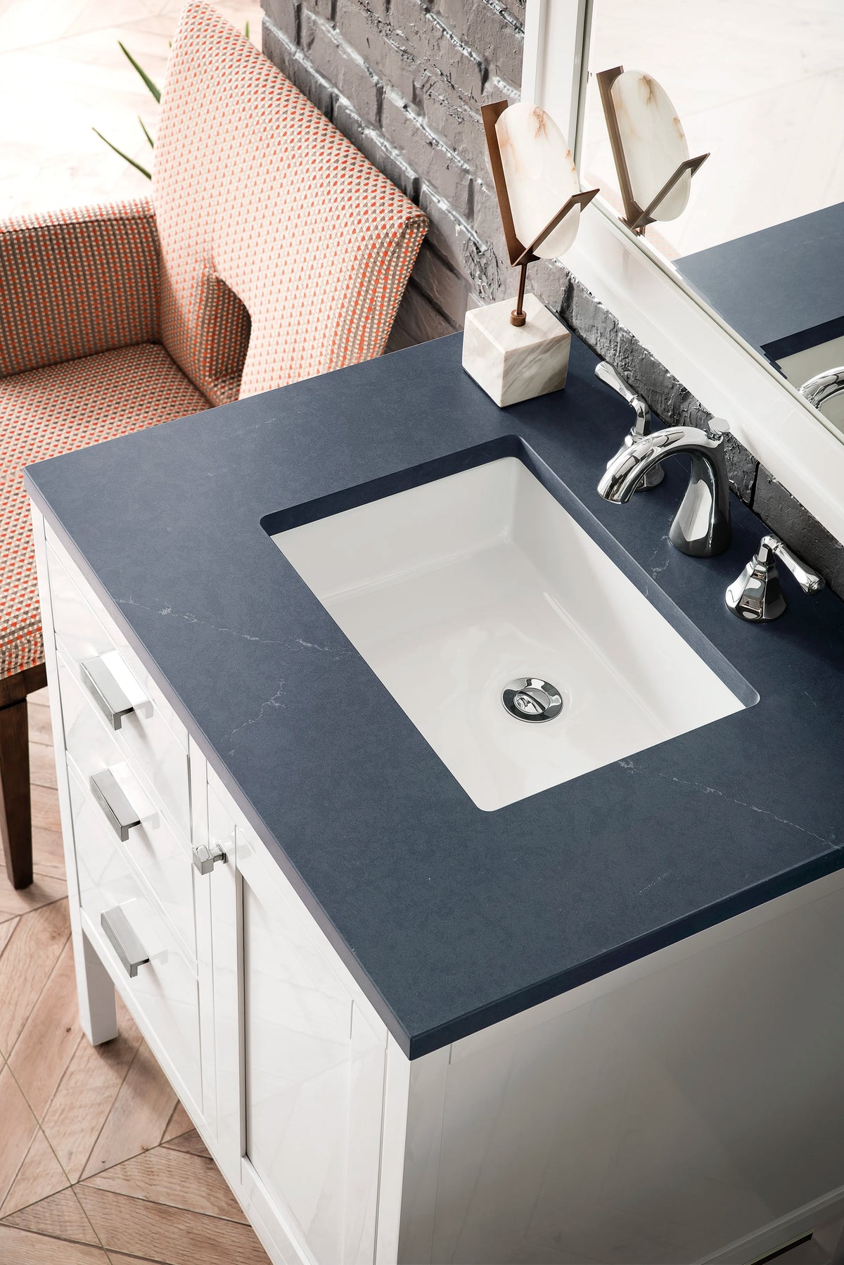 Addison 30" Single Vanity, Glossy White w/ 3 CM Charcoal Soapstone Silestone Top, view 3