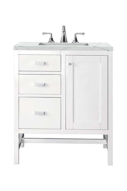 Addison 30" Single Vanity, Glossy White w/ 3 CM Ethereal Noctis Top