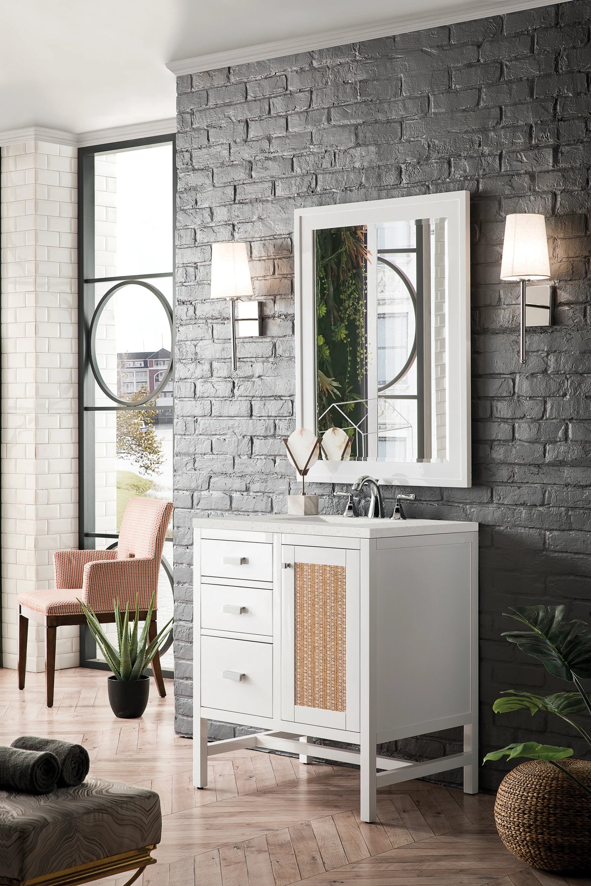 Addison 30" Single Vanity, Glossy White w/ 3 CM Lime Delight Silestone Top, view 3