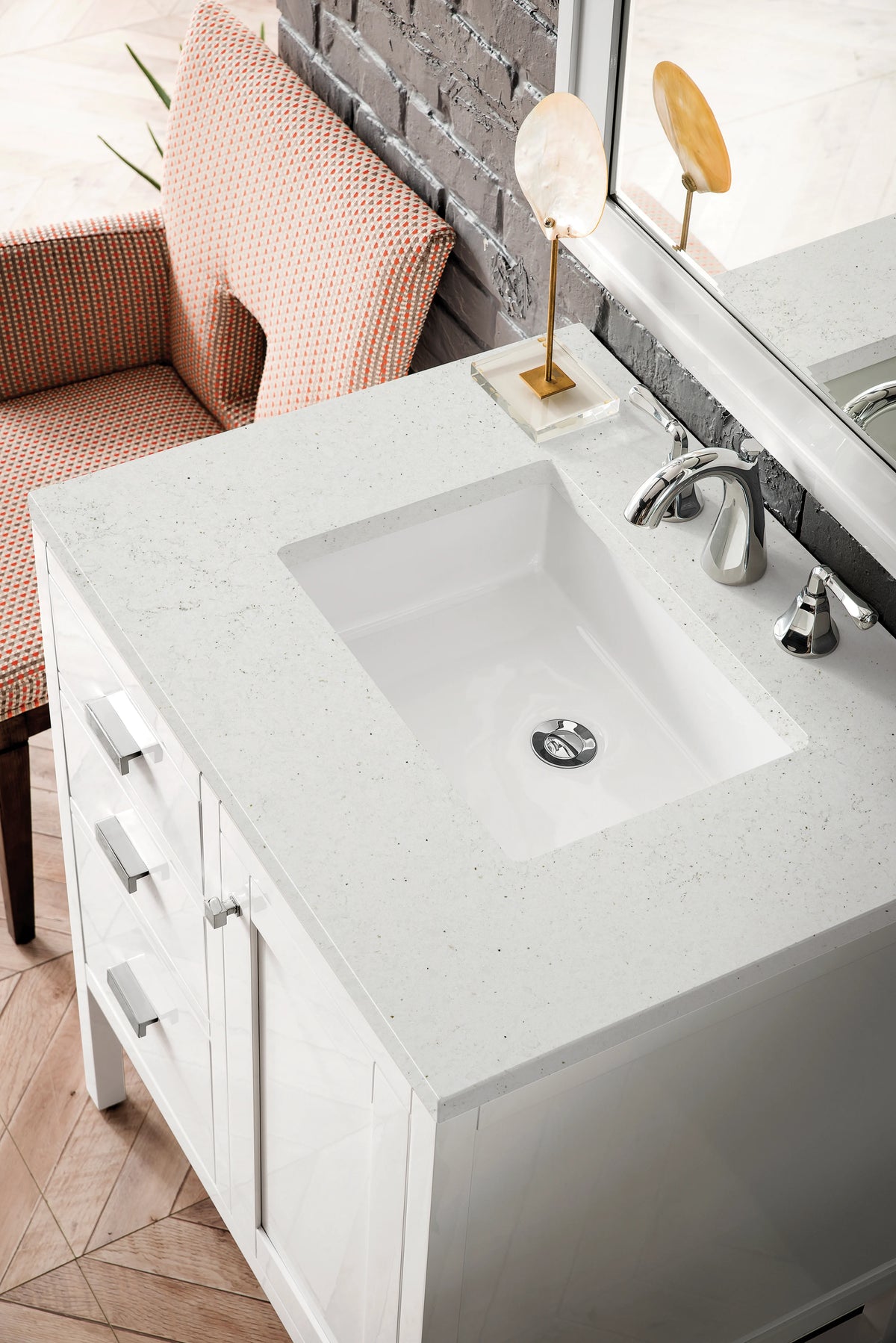 Addison 30" Single Vanity, Glossy White w/ 3 CM Lime Delight Silestone Top, view 5