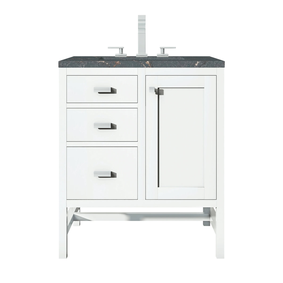Addison 30" Single Vanity, Glossy White w/ 3 CM Parisien Bleu Silestone Top