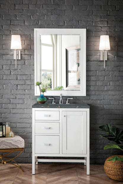 Addison 30" Single Vanity, Glossy White w/ 3 CM Parisien Bleu Silestone Top, view 2