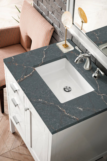 Addison 30" Single Vanity, Glossy White w/ 3 CM Parisien Bleu Silestone Top, view 5