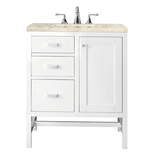 Addison 30" Single Vanity, Glossy White, w/ 3 CM Tajnar Eclos Top