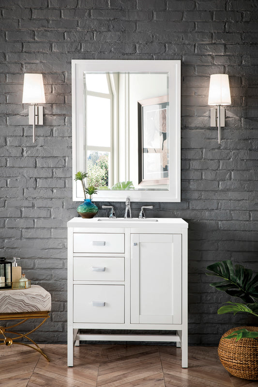 Addison 30" Single Vanity, Glossy White w/ 3 CM White Zeus Silestone Top, view 2