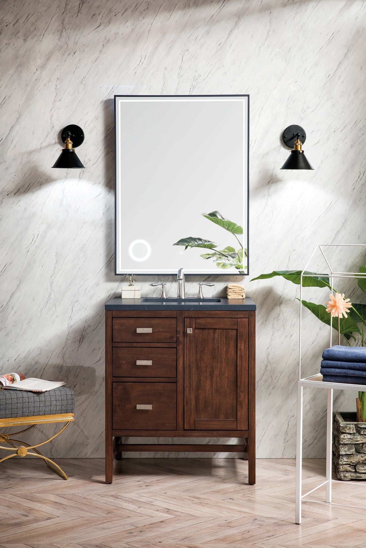 Addison 30" Single Vanity, Mid-Century Acacia w/ 3 CM Charcoal Soapstone Silestone Top, view 2