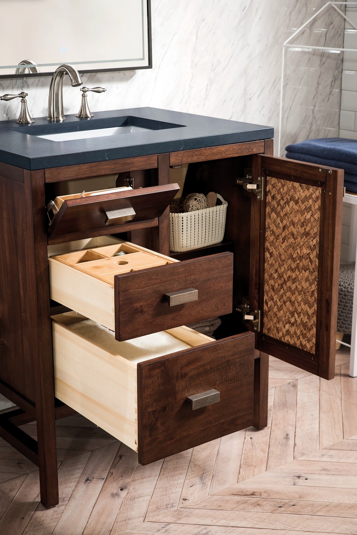 Addison 30" Single Vanity, Mid-Century Acacia w/ 3 CM Charcoal Soapstone Silestone Top, view 4