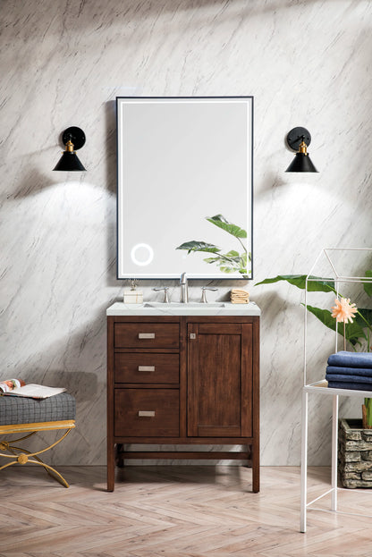 Addison 30" Single Vanity, Mid-Century Acacia w/ 3 CM Ethereal Noctis Silestone Top, view 2