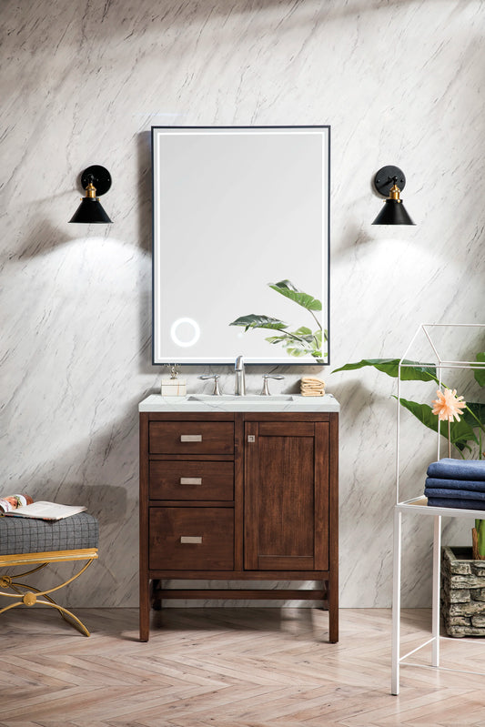 Addison 30" Single Vanity, Mid-Century Acacia w/ 3 CM Ethereal Noctis Silestone Top, view 2