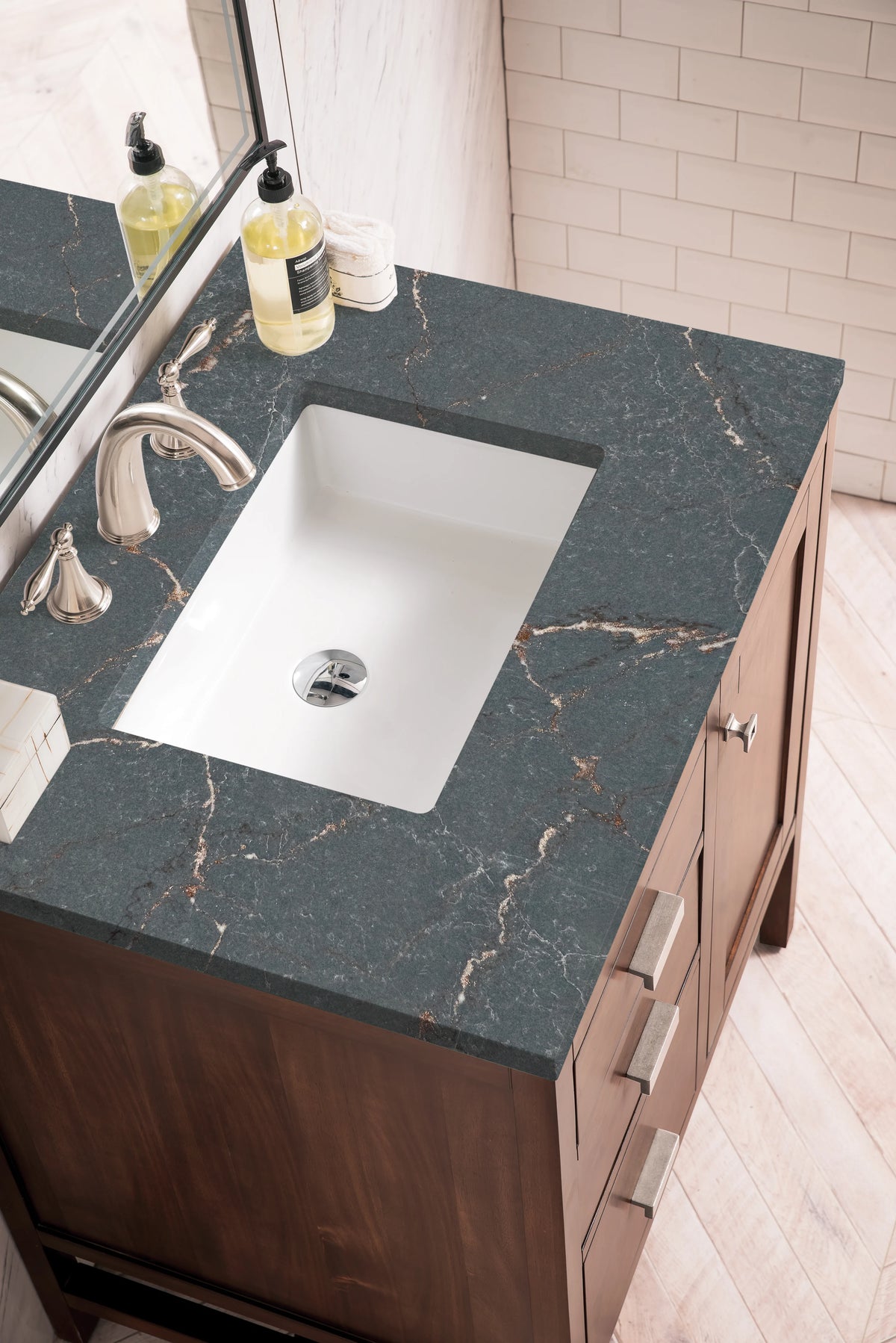Addison 30" Single Vanity, Mid-Century Acacia w/ 3 CM Parisien Bleu Silestone Top, view 5
