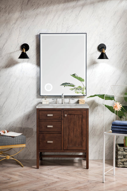 Addison 30" Single Vanity, Mid-Century Acacia w/ 3 CM Victorian Silver Silestone Top, view 2
