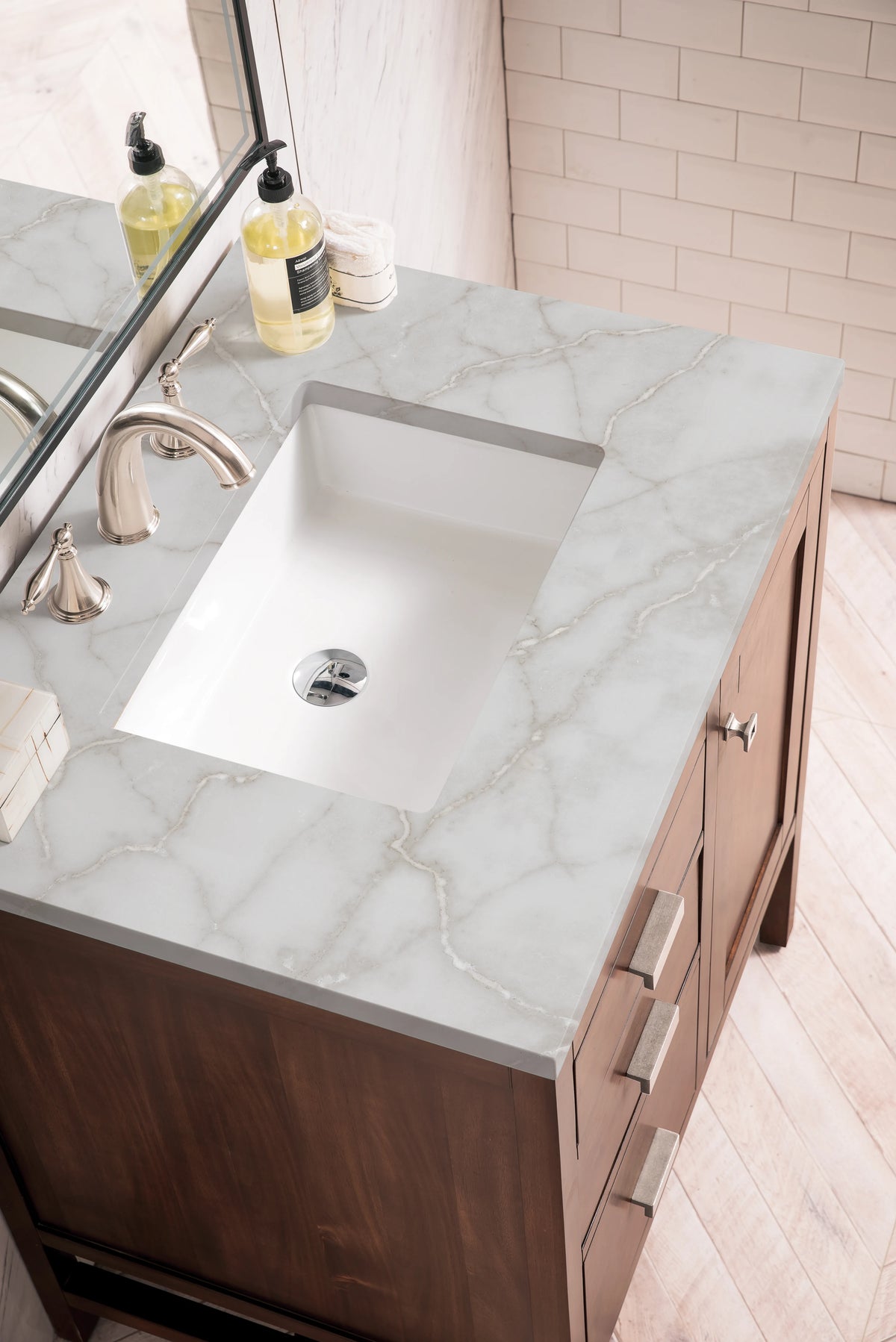 Addison 30" Single Vanity, Mid-Century Acacia w/ 3 CM Victorian Silver Silestone Top, view 5