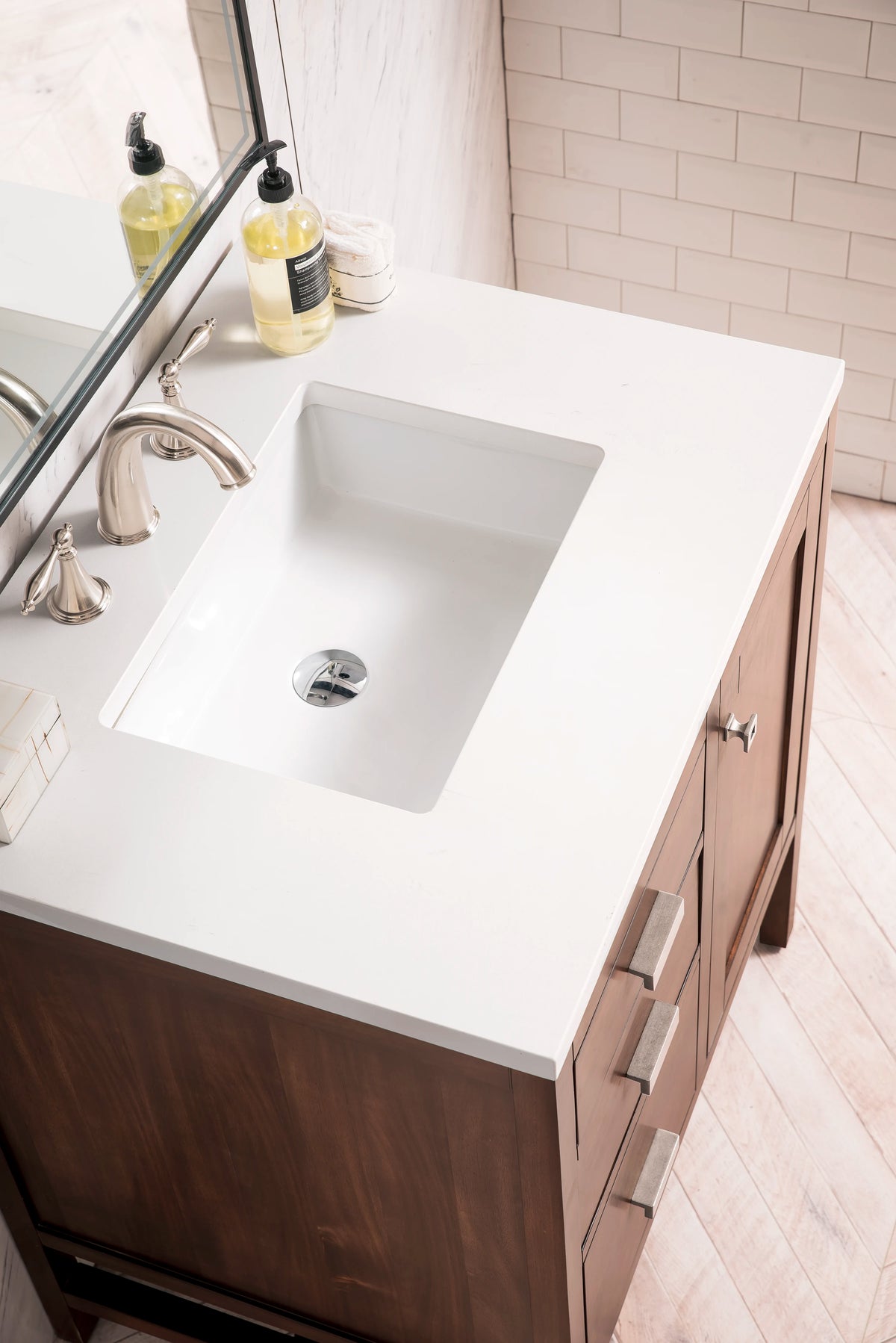 Addison 30" Single Vanity, Mid-Century Acacia w/ 3 CM White Zeus Silestone Top, view 3