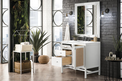 Addison 36" Single Vanity, Glossy White w/ 3 CM Carrara White Top, view 4