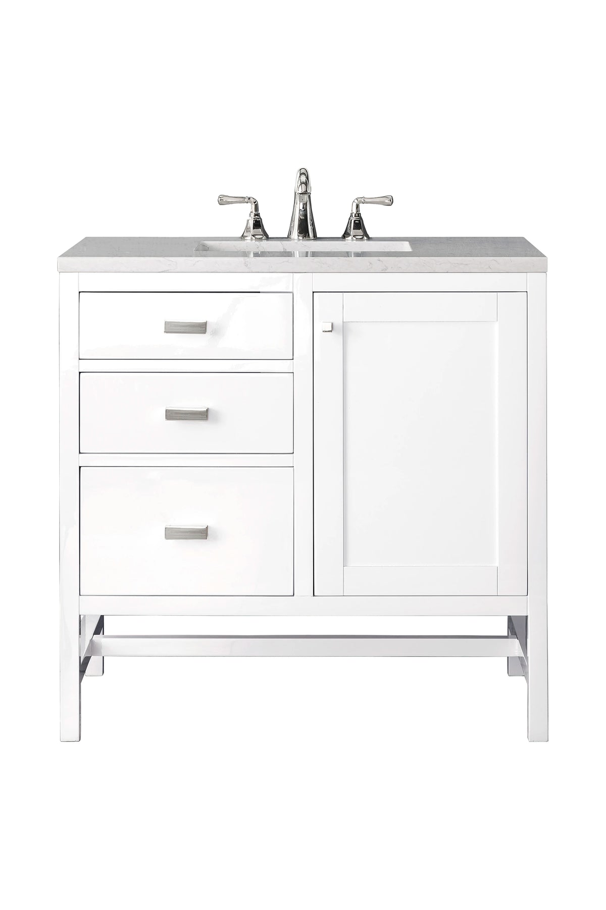Addison 36" Single Vanity, Glossy White w/ 3 CM Eternal Jasmine Pearl Silestone Top