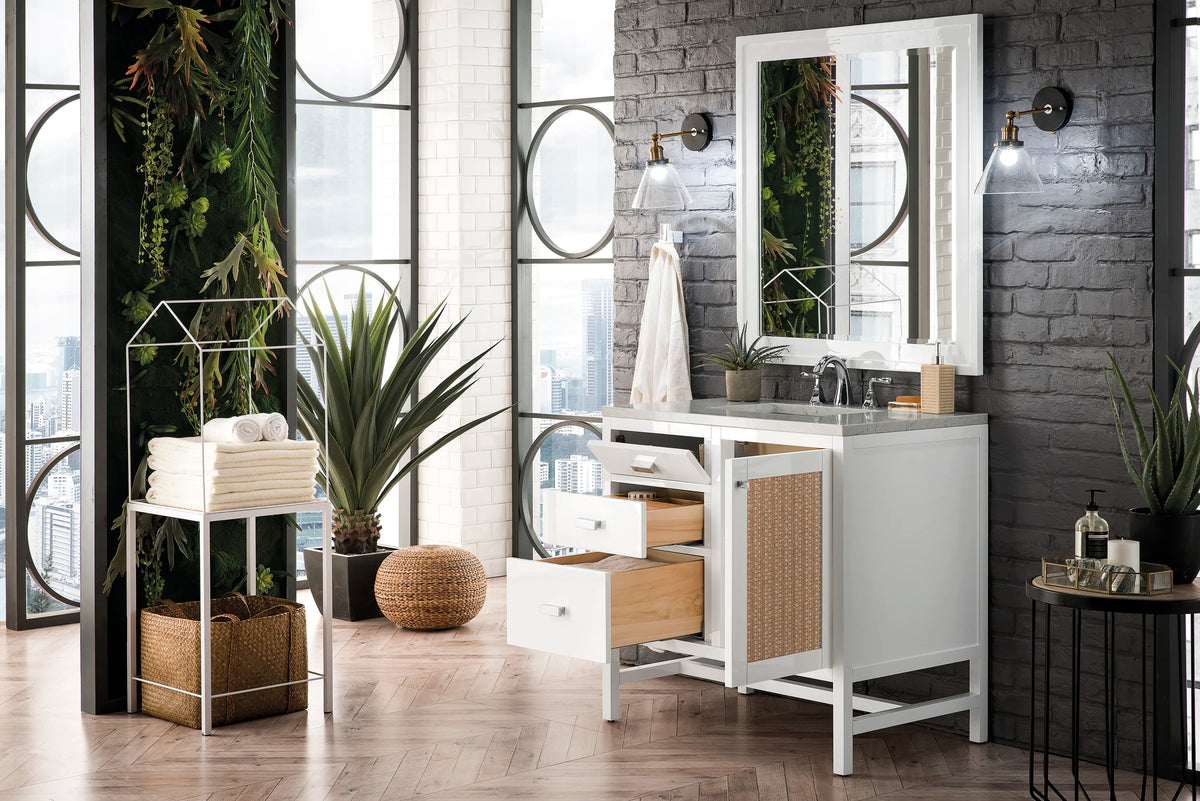 Addison 36" Single Vanity, Glossy White w/ 3 CM Eternal Jasmine Pearl Silestone Top, view 4