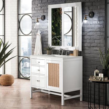 Addison 36" Single Vanity, Glossy White w/ 3 CM Lime Delight Silestone Top, view 3