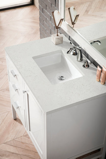 Addison 36" Single Vanity, Glossy White w/ 3 CM Lime Delight Silestone Top, view 5