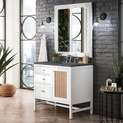 Addison 36" Single Vanity, Glossy White w/ 3 CM Parisien Bleu Silestone Top, view 3