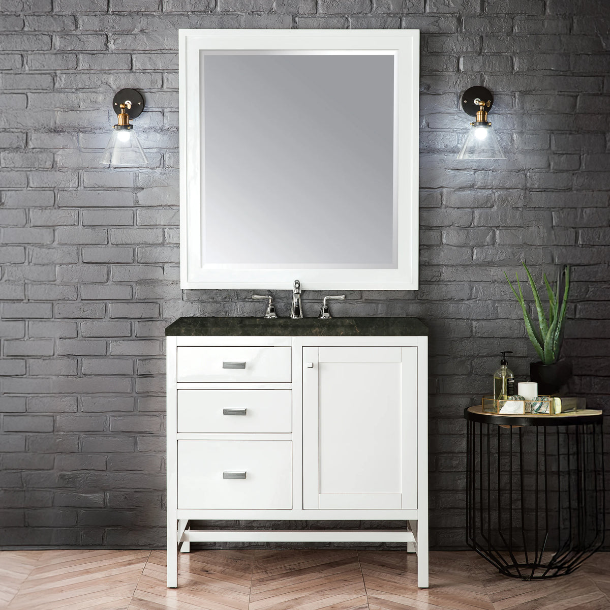 Addison 36" Single Vanity, Glossy White, w/ 3 CM Phantome Eclos Top, view 2