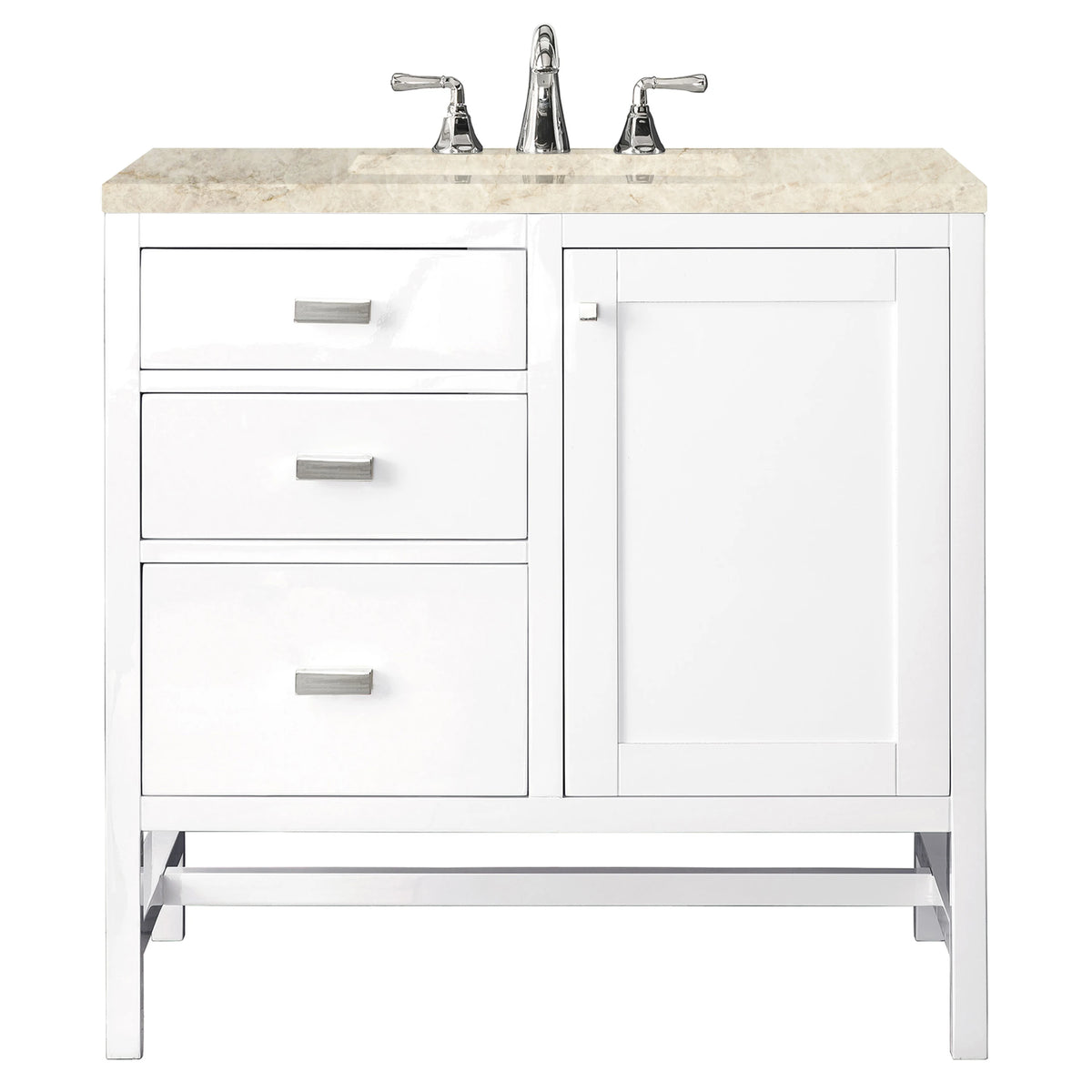Addison 36" Single Vanity, Glossy White, w/ 3 CM Tajnar Eclos Top
