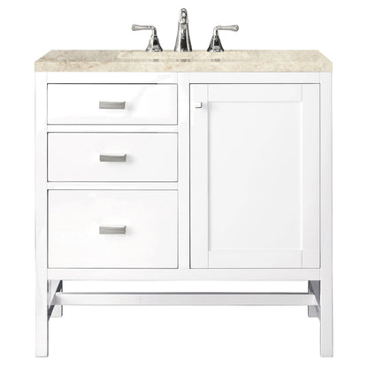 Addison 36" Single Vanity, Glossy White, w/ 3 CM Tajnar Eclos Top