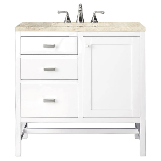 Addison 36" Single Vanity, Glossy White, w/ 3 CM Tajnar Eclos Top