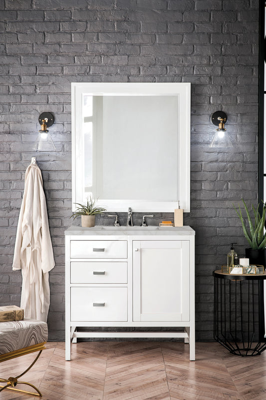 Addison 36" Single Vanity, Glossy White w/ 3 CM Victorian Silver Silestone Top, view 2