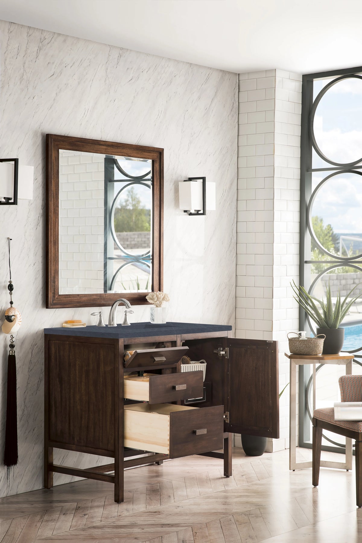 Addison 36" Single Vanity, Mid-Century Acacia w/ 3 CM Charcoal Soapstone Silestone Top, view 4
