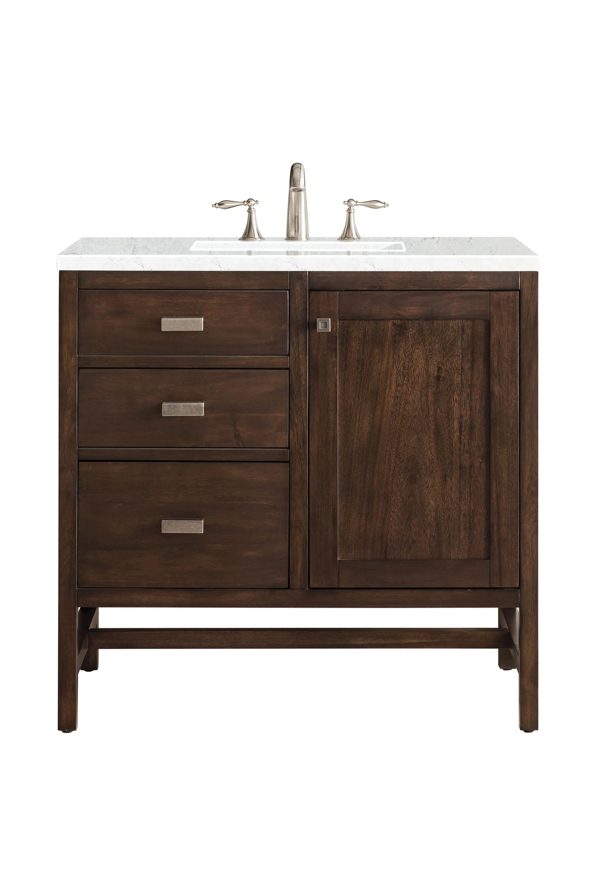 Addison 36" Single Vanity, Mid-Century Acacia w/ 3 CM Eternal Jasmine Pearl Silestone Top