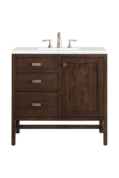 Addison 36" Single Vanity, Mid-Century Acacia w/ 3 CM Eternal Jasmine Pearl Silestone Top