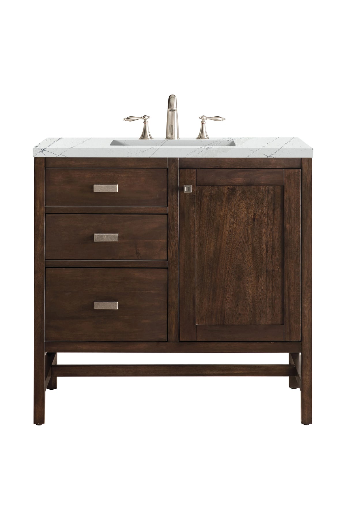 Addison 36" Single Vanity, Mid-Century Acacia w/ 3 CM Ethereal Noctis Silestone Top