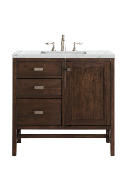 Addison 36" Single Vanity, Mid-Century Acacia w/ 3 CM Ethereal Noctis Silestone Top